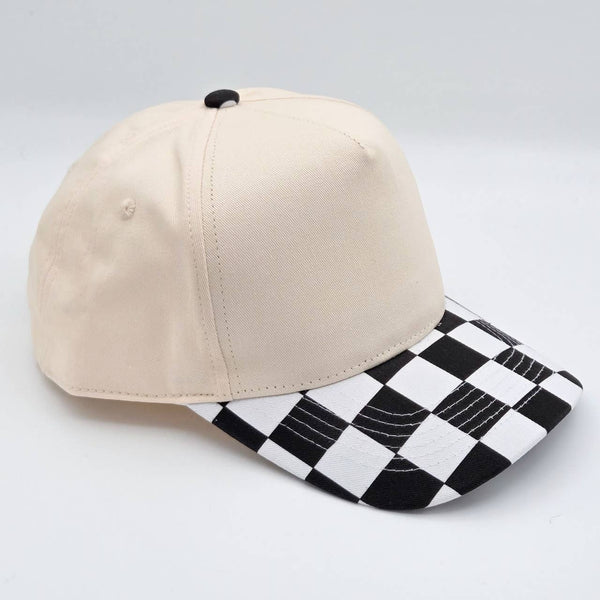 Trendy Transfers - Black & White Cotton Checkered Blank Hats