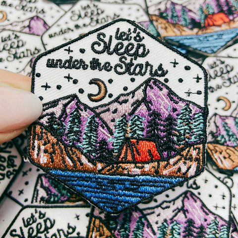 TEELUX - 2.25" Let's Sleep Under The Stars - Embroidered Hat Patch