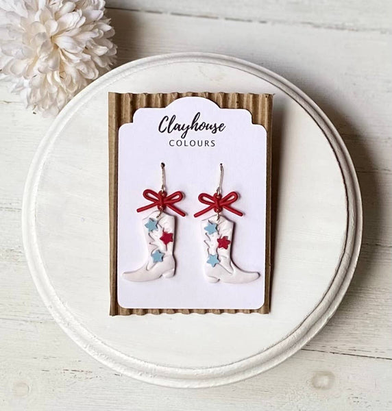 Clayhouse Colours - Fourth of July Handmade Earrings | Red White & Blue Earrings