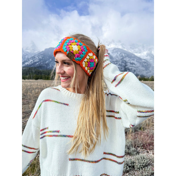 C.C Beanie - Fuzzy Lined Multi-Color Crochet Fashion Headband for Women