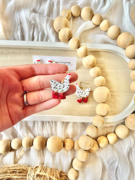 SeizeTheClayJewelry - Chicken Clay Earrings, Chicken Earrings, Farm Animal Earring