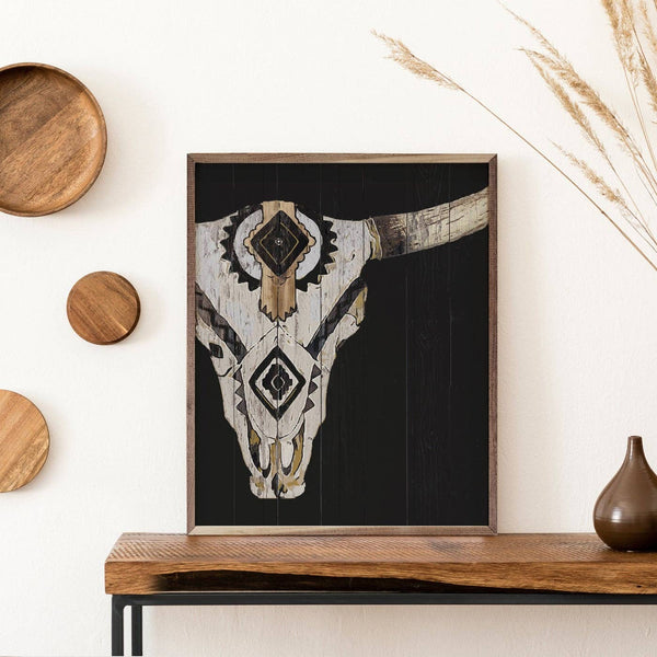 Kendrick Home - Tribal Longhorn Skull Black