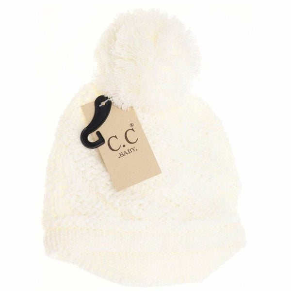 C.C Beanie - Baby Brim Beanie Hat with Pom - Newborn/Knit Hat