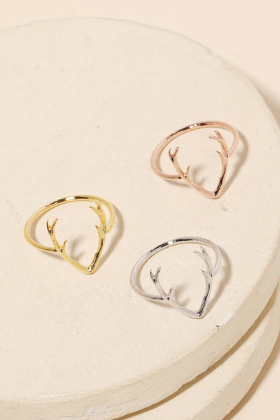 Anarchy Street - Gold Dipped Dainty Antler Ring