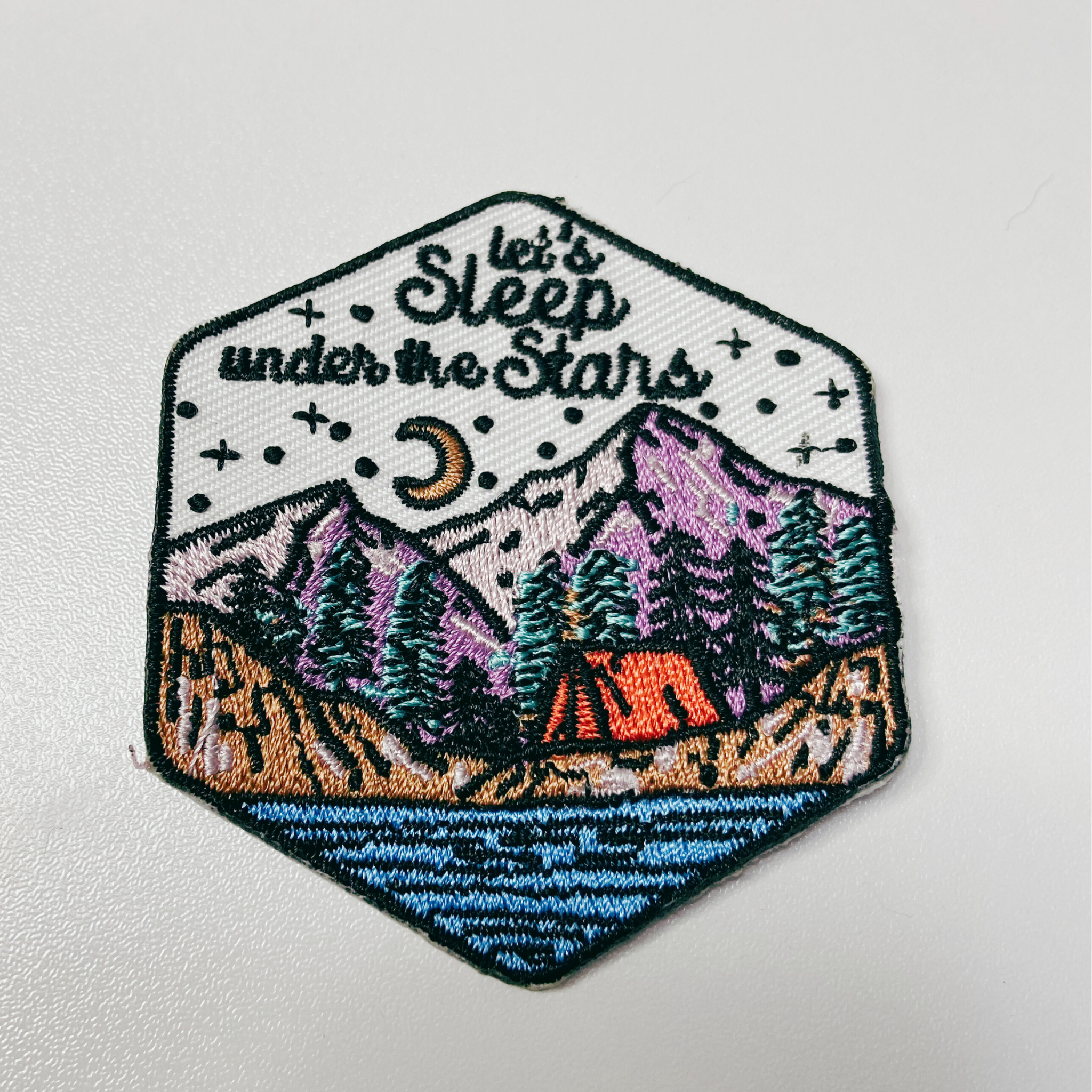 TEELUX - 2.25" Let's Sleep Under The Stars - Embroidered Hat Patch