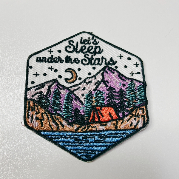 TEELUX - 2.25" Let's Sleep Under The Stars - Embroidered Hat Patch
