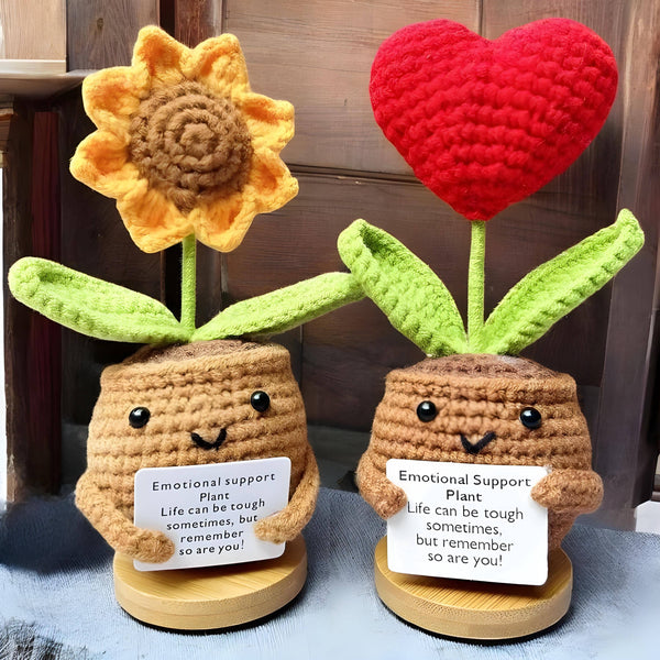 Crochet Emotional Support Plant, Sunflower/Tulip/Heart PlanT