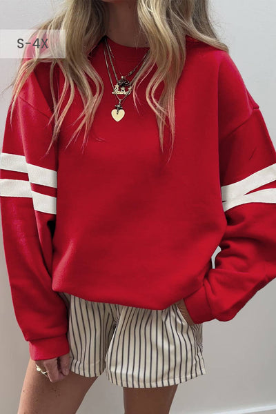 66DISCO - 66Love Varsity Striped Plus Size Sweatshirt (S-4X)