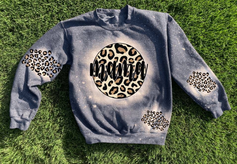 Southern Backroad Tees LLC - Mama Leopard Bleached Sweatshirt: Adult XL