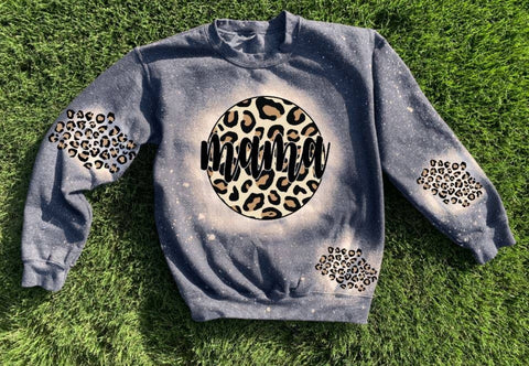 Southern Backroad Tees LLC - Mama Leopard Bleached Sweatshirt: Adult XL