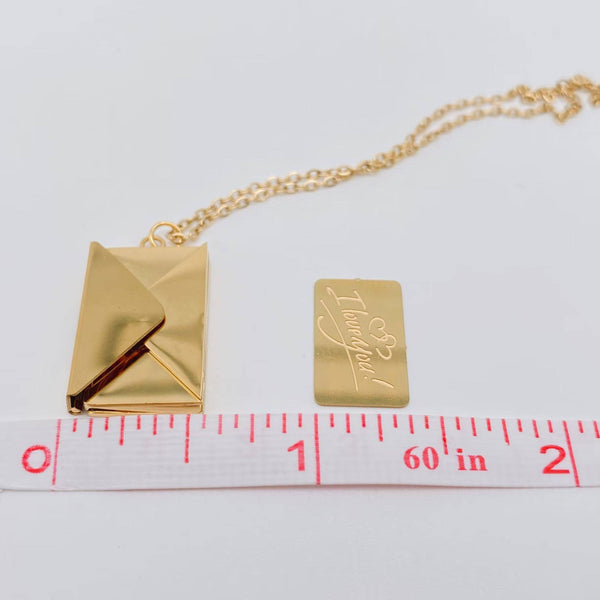 Mio Queena - "I Love You" Stainless Steel Openable Envelope Necklace- FGS