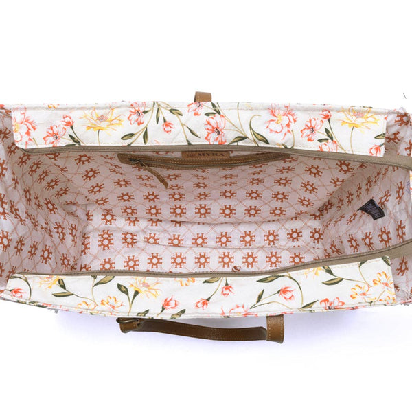 Myra Bag - Brookside Cotton & Leather Weekender Bag in Blush Cream