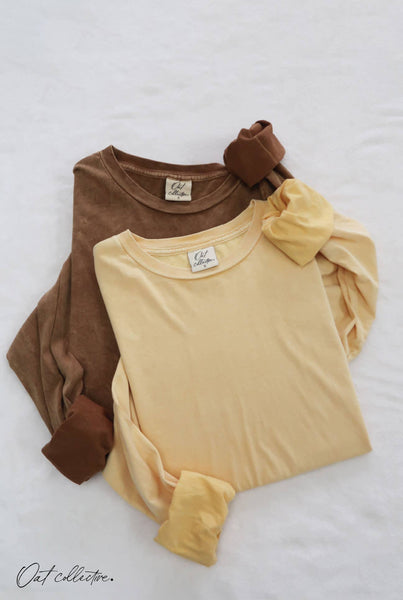 OAT COLLECTIVE - PREMIUM BASIC Mineral Washed Long Sleeve