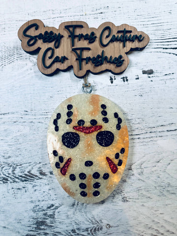 Sassy Fras Couture - Jason Mask Car Freshie: Oilfield Trash