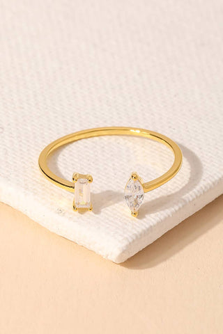 Anarchy Street - Gold Dipped Delicate Rhinestone Stud Open Ring