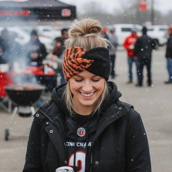 The Pawfect Accessory - Tiger Stripe Knit Twist Headband | Cincinnati Team Spirit