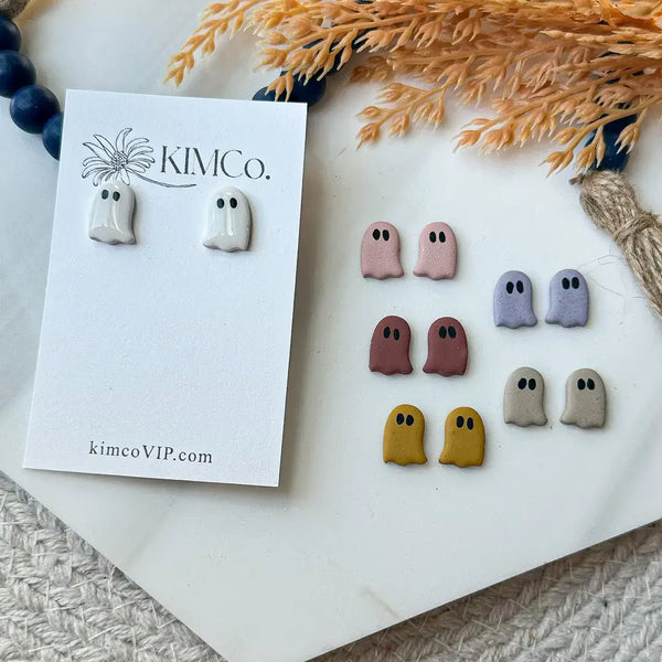 KIMCo. - Polymer Clay Earrings - Fall - Ghost Stud Earrings