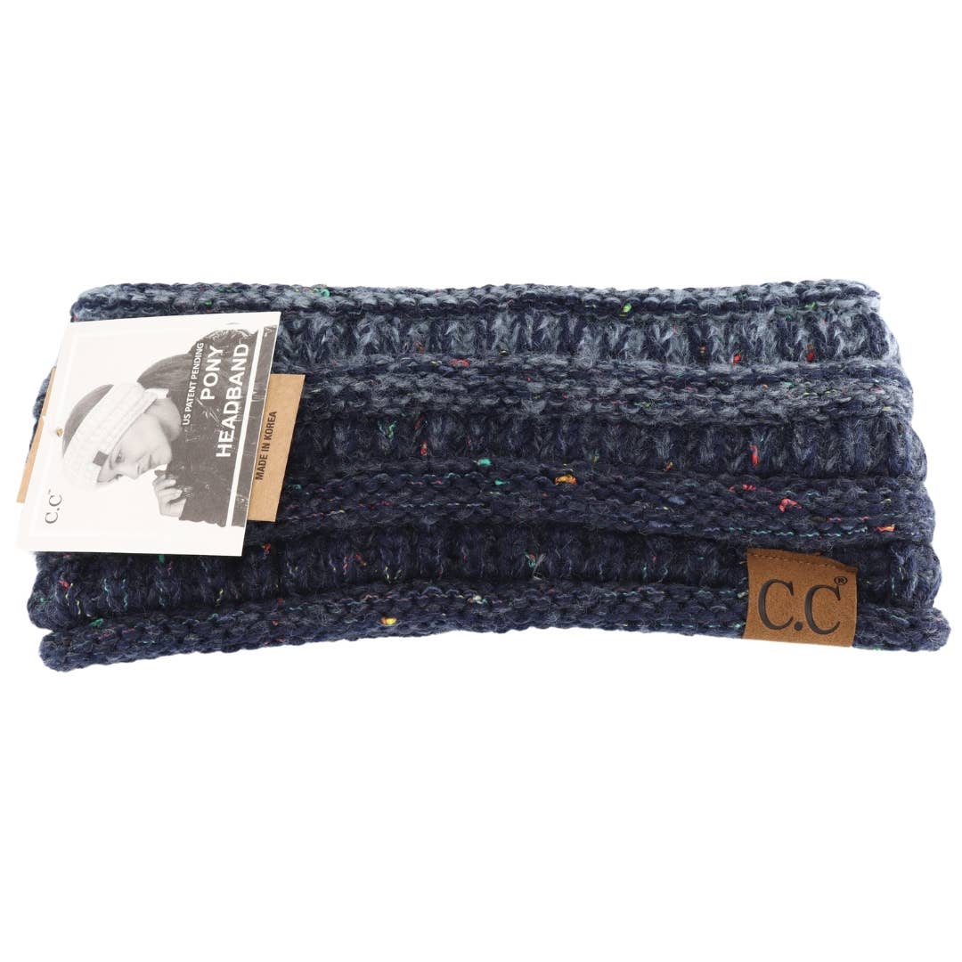 C.C Beanie - Ombre Ribbed Flecked Women's Fashion Ponytail Headband