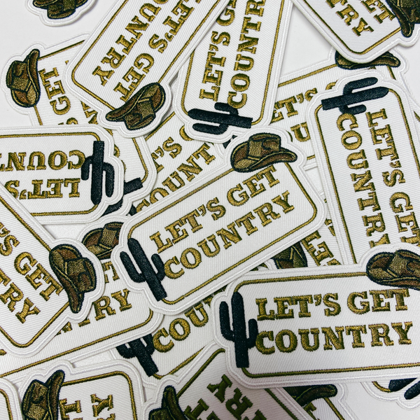 TEELUX - 3.5" Let's Get COUNTRY -  Embroidered Hat Patch
