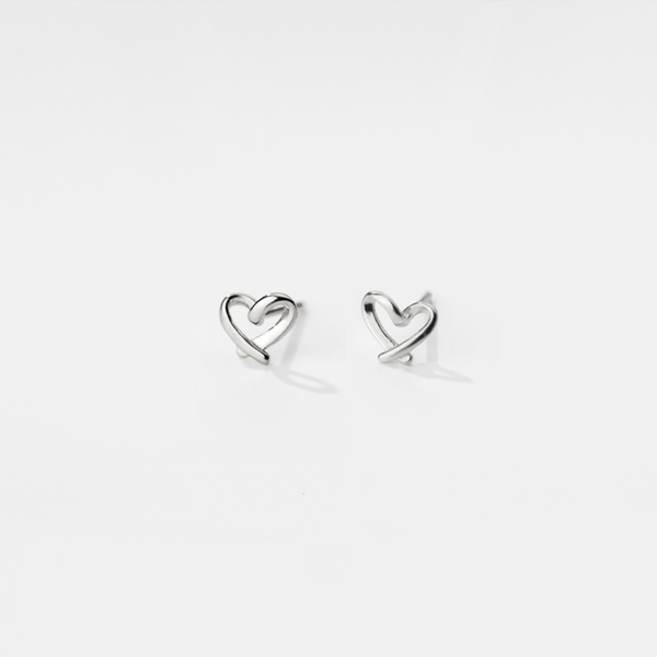 Perimade & Co. LLC - Hollow Heart Wedding Stud Earrings in 925 Sterling Silver