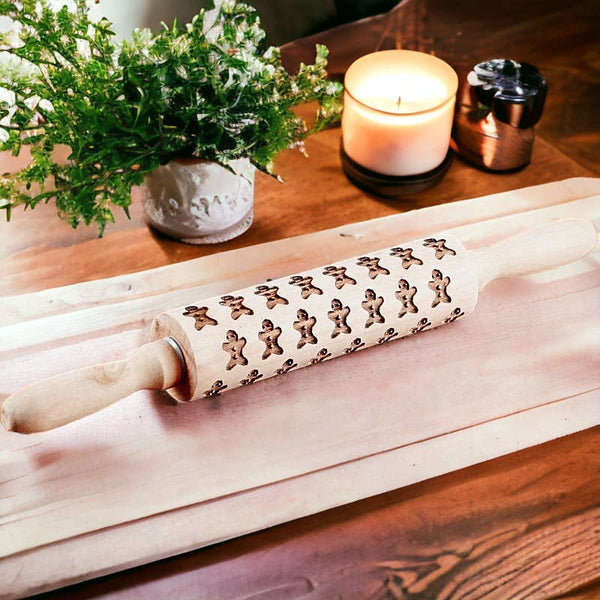 Gia Roma - Christmas Kitchen Gifts, Wood Rolling Pin for Holiday Cookie
