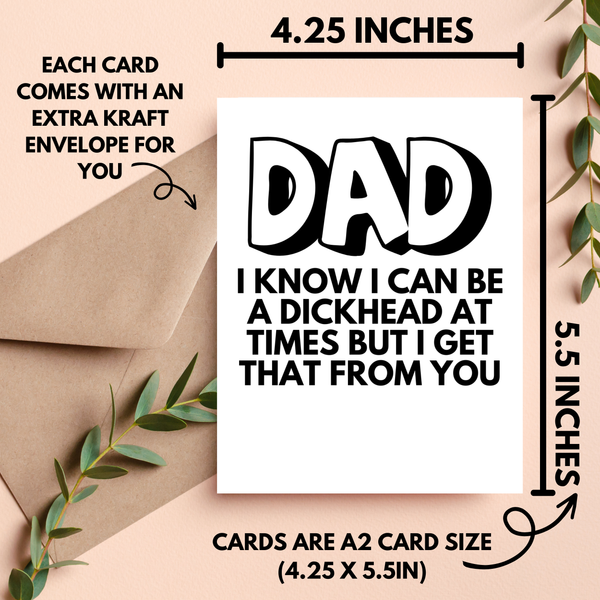 As Told By Ellie - Rude Fathers Day Card from Daughter or Son, Snarky Dad Card