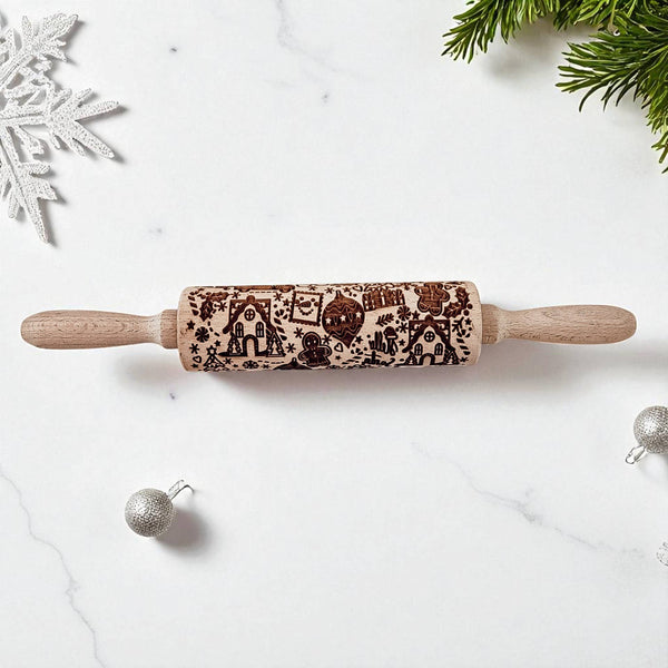 Gia Roma - Christmas Baking Gift Set Wooden Rolling Pins Holiday Cookie