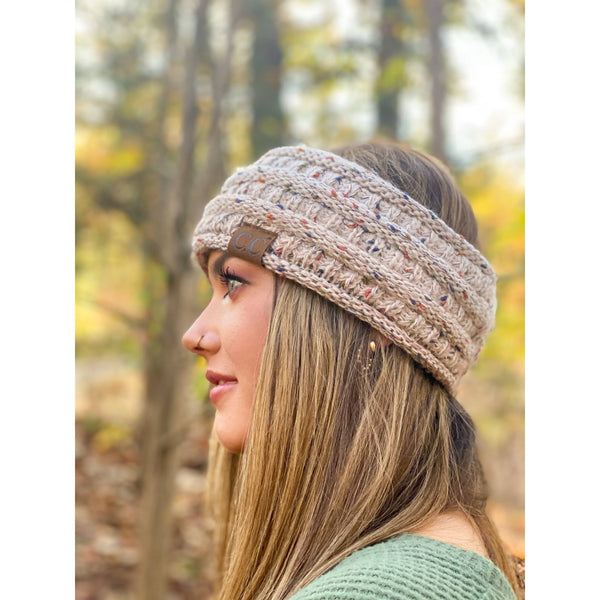 C.C Beanie - Ombre Ribbed Flecked Women's Fashion Ponytail Headband
