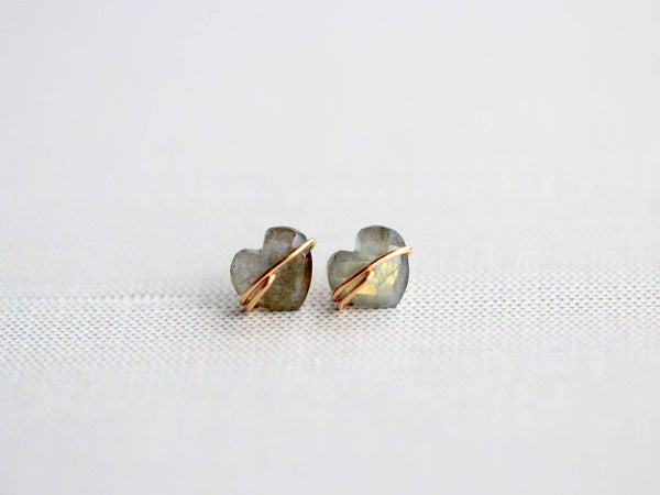 Saressa Designs - Heart Studs - Labradorite
