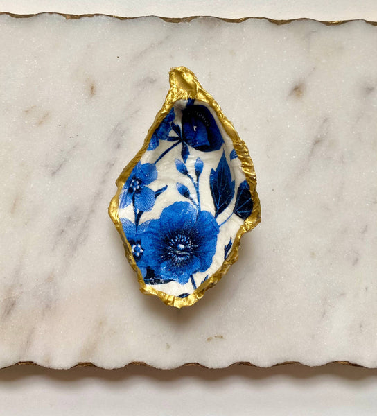 Del Mar Designs DC - Blue Porcelain Oyster Shell Jewelry Dish