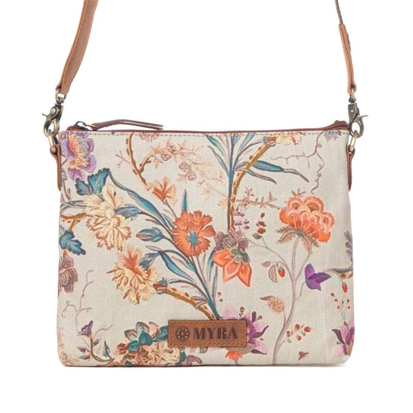 Myra Bag - Wildflower Trail Cotton & Leather Crossbody Bag in Sunlit Bloom