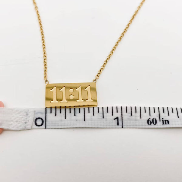 Mio Queena - "11:11" Charm Pendant Stainless Steel Necklace - FGS