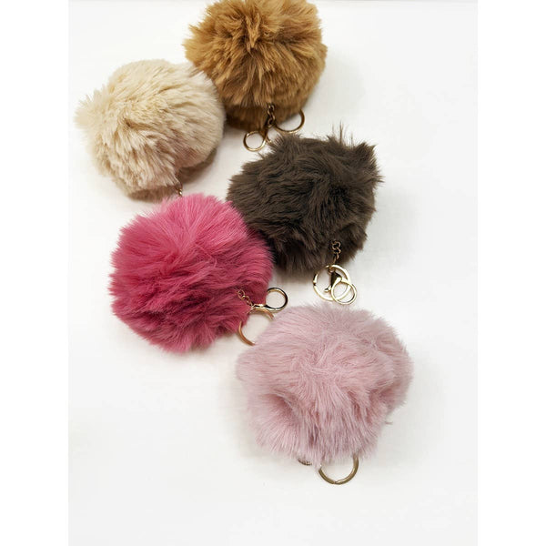 Love and Repeat - Soft Neutral Tone Jumbo Pom Pom Keychain