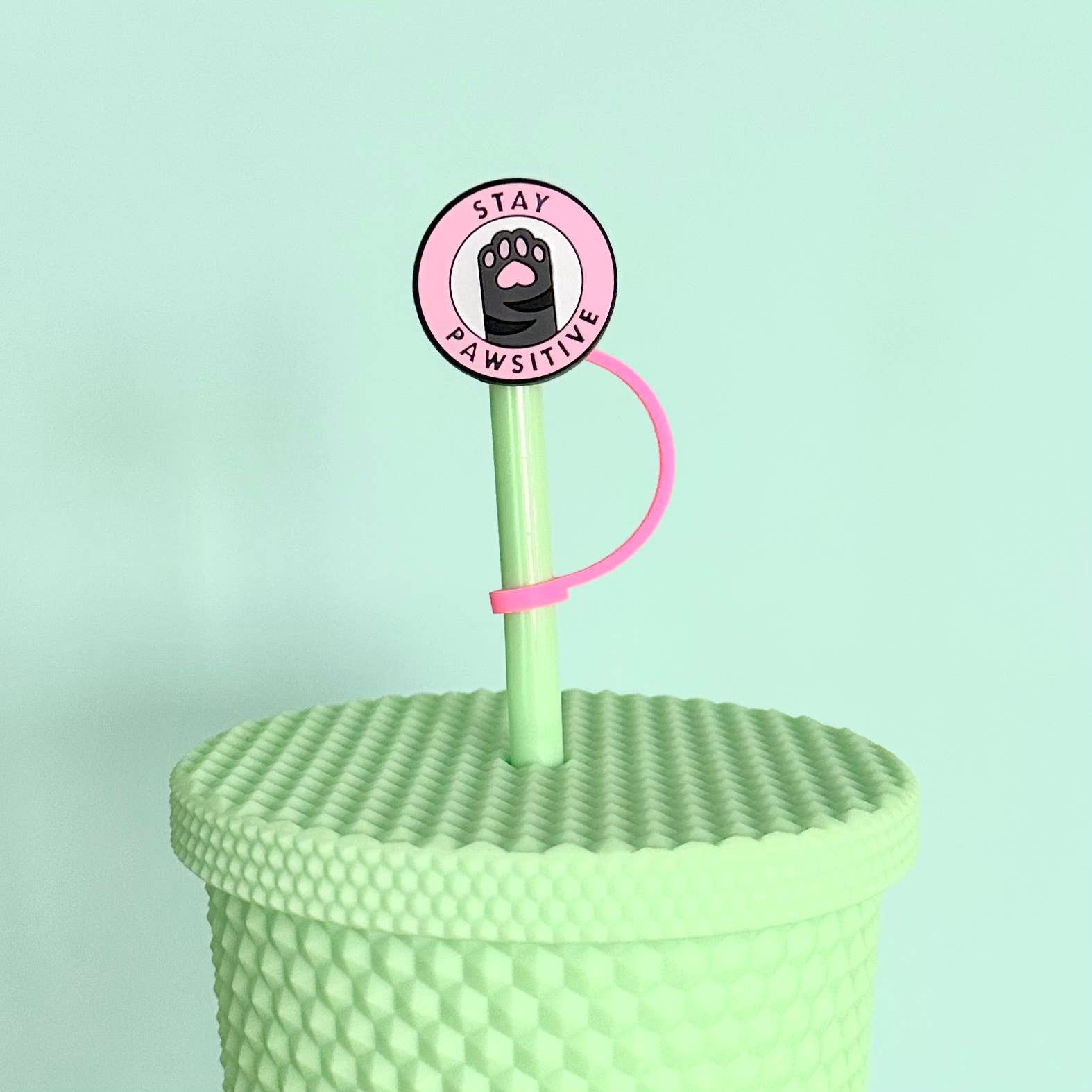 iconic mi - Straw Cover Cat Paw Stay Pawsitive