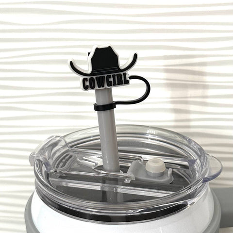 iconic mi - Straw Cover Topper Black Cowgirl Hat 10mm