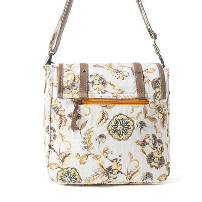 Mesa Morning Glories Messenger Bag In Brown and Off White - MYRA BAG