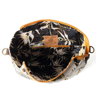 Mesa Morning Glories Messenger Bag In Brown and Off White - MYRA BAG