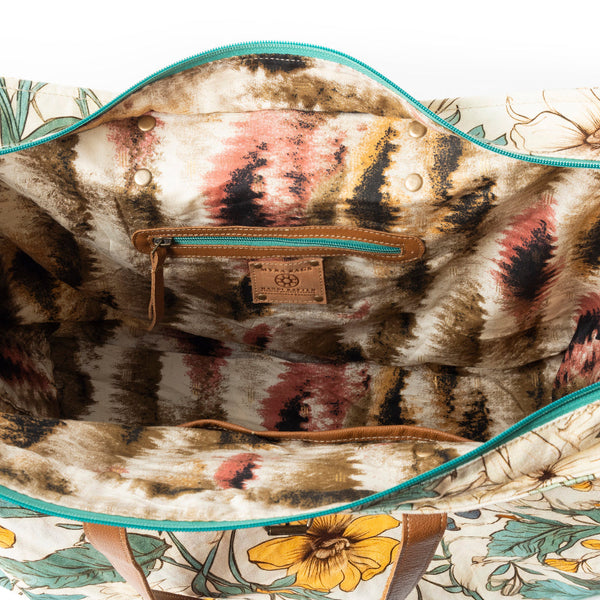 Lovely Florals Weekender Bag In Light Green - MYRA BAG