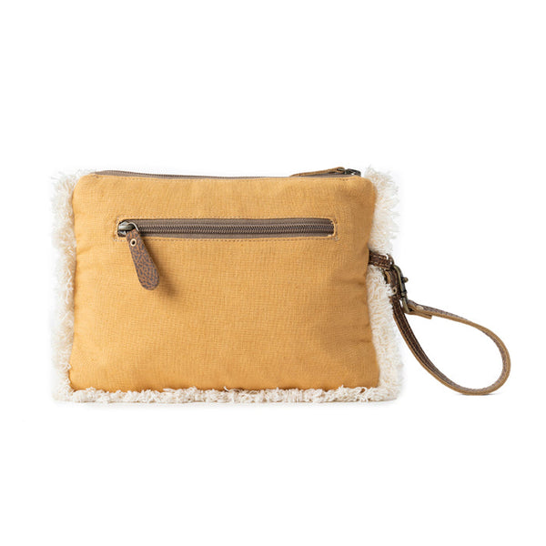 Amber Harvest Embroidered Pouch in Sunshine Tan - MYRA BAG