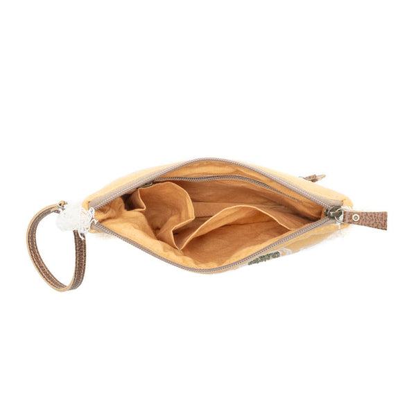 Amber Harvest Embroidered Pouch in Sunshine Tan - MYRA BAG