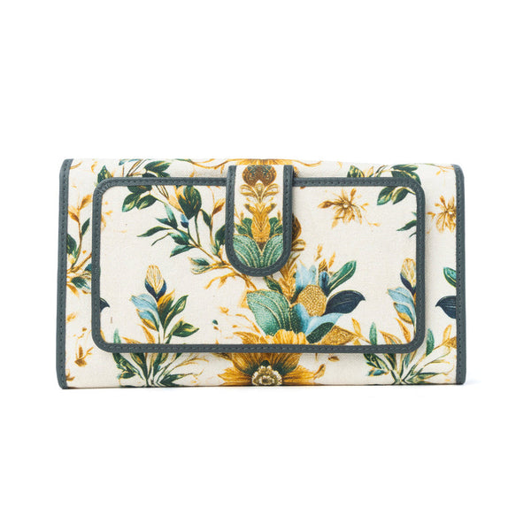 Autumn Grace Woven Wallet in Teal Bloom - Myra Bag