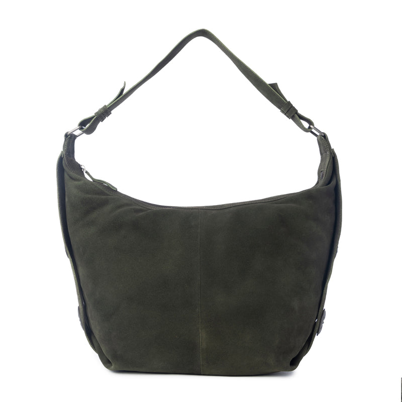 Hunter’s Grove Suede Leather Shoulder Bag in Ranch Olive - MYRA BAG