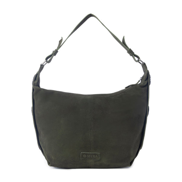 Hunter’s Grove Suede Leather Shoulder Bag in Ranch Olive - MYRA BAG