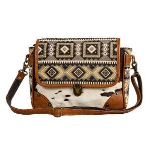 Bison Ridge Messenger Bag With Hair-On Hide - MYRA BAG