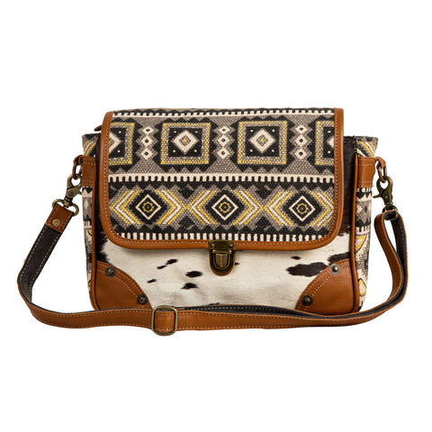 Bison Ridge Messenger Bag With Hair-On Hide - MYRA BAG