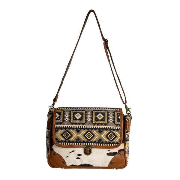 Bison Ridge Messenger Bag With Hair-On Hide - MYRA BAG