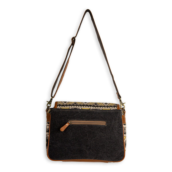 Bison Ridge Messenger Bag With Hair-On Hide - MYRA BAG
