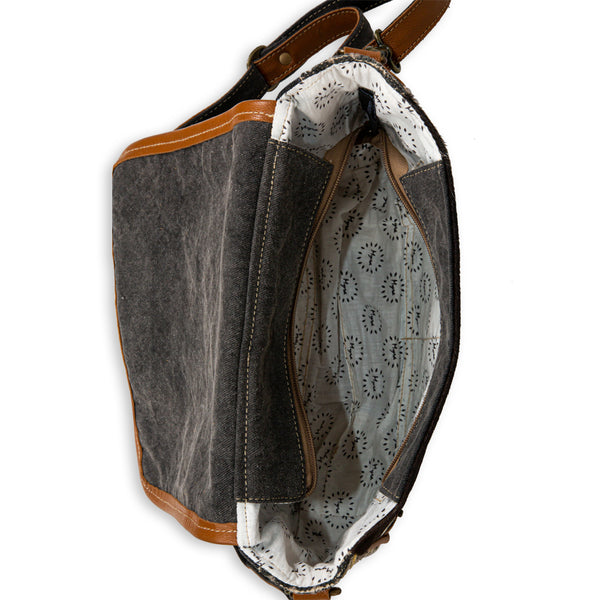 Bison Ridge Messenger Bag With Hair-On Hide - MYRA BAG