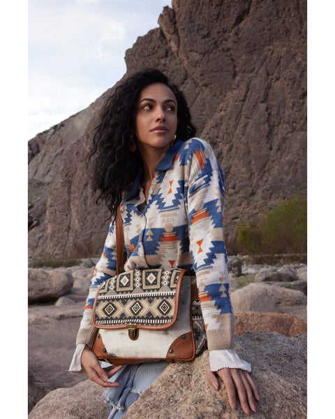 Bison Ridge Messenger Bag With Hair-On Hide - MYRA BAG