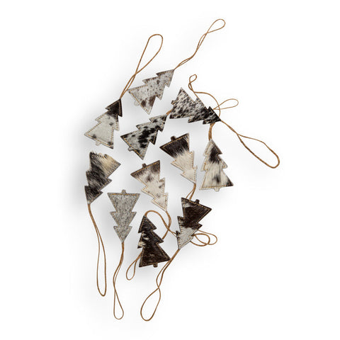 Christmas Tree Hair-on Hide Ornament Set in Black - MYRA